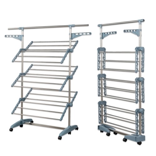 MSY Herzberg 3-Tier Clothes Laundry Drying Rack Gray image 5