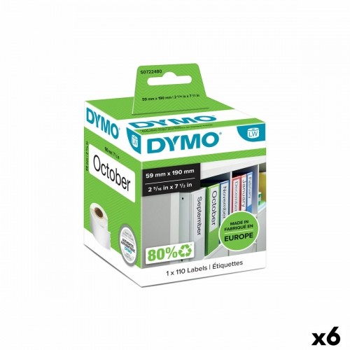 Рулон этикеток Dymo 99019 59 x 190 mm LabelWriter™ Белый Чёрный (6 штук) image 1