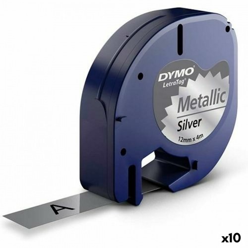 Laminēta lente iekārtu marķēšanai Dymo 91208 LetraTag® Melns Sudrabs 12 mm (10 gb.) image 1