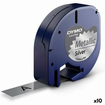 Ламинированная лента для фломастеров Dymo 91208 LetraTag® Чёрный Серебряный 12 mm (10 штук)