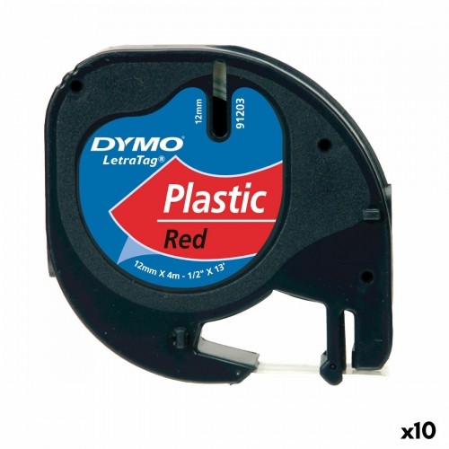 Laminēta lente iekārtu marķēšanai Dymo 91203 LetraTag® Sarkans Melns 12 mm (10 gb.) image 1