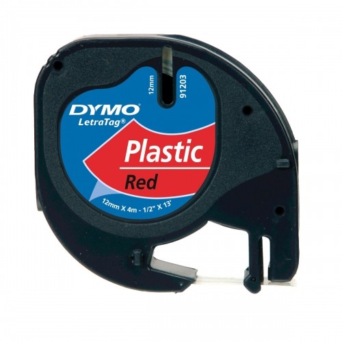 Laminēta lente iekārtu marķēšanai Dymo 91203 LetraTag® Sarkans Melns 12 mm (10 gb.) image 3