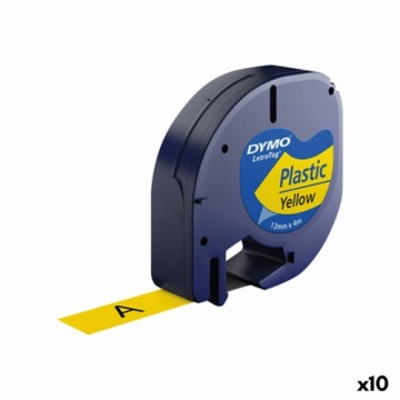 Laminēta lente iekārtu marķēšanai Dymo 91202 LetraTag® Melns Dzeltens 12 mm (10 gb.)