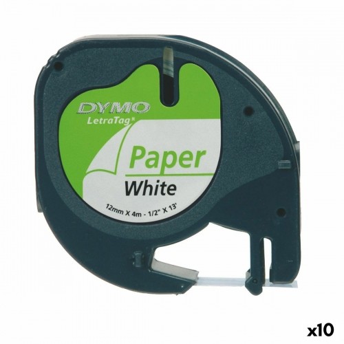 Laminēta lente iekārtu marķēšanai Dymo 91200 LetraTag® Melns Balts 12 mm (10 gb.) image 1