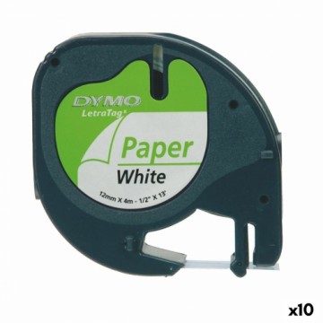 Laminēta lente iekārtu marķēšanai Dymo 91200 LetraTag® Melns Balts 12 mm (10 gb.)