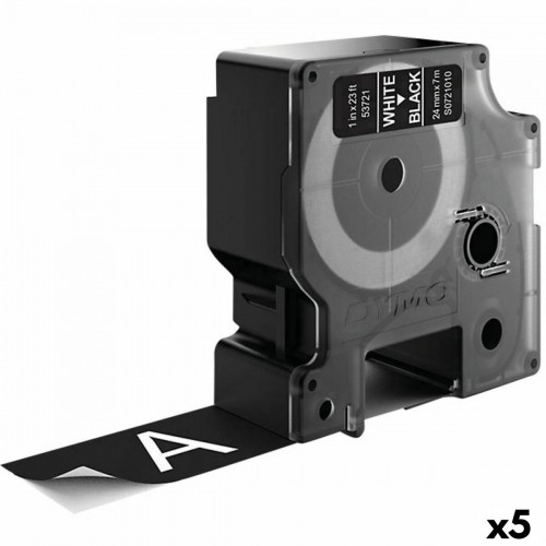 Laminēta lente iekārtu marķēšanai Dymo D1 53721 24 mm LabelManager™ Melns Balts (5 gb.) image 1