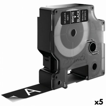 Laminēta lente iekārtu marķēšanai Dymo D1 45811 LabelManager™ Melns Balts 19 mm (5 gb.)