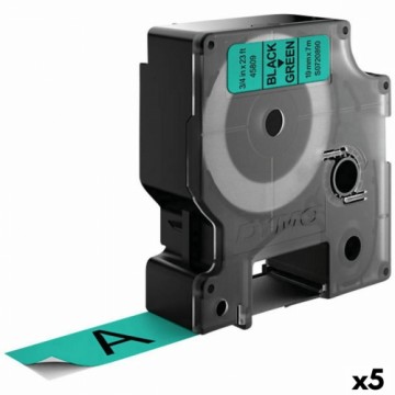 Laminēta lente iekārtu marķēšanai Dymo D1 45809 LabelManager™ Melns Zaļš 19 mm (5 gb.)