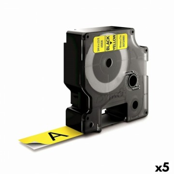 Laminēta lente iekārtu marķēšanai Dymo D1-19 45808 LabelManager™ Melns Dzeltens 19 mm (5 gb.)