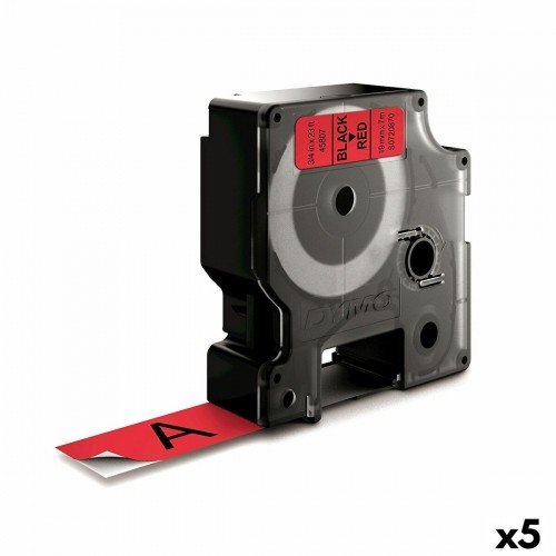 Laminēta lente iekārtu marķēšanai Dymo D1 45807 LabelManager™ Sarkans Melns 19 mm (5 gb.) image 1