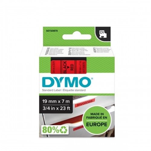 Laminēta lente iekārtu marķēšanai Dymo D1 45807 LabelManager™ Sarkans Melns 19 mm (5 gb.) image 2