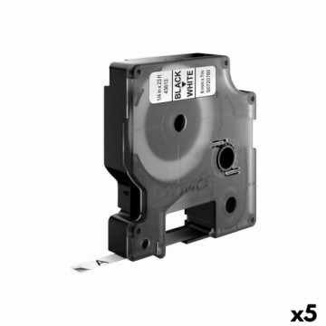 Ламинированная лента для фломастеров Dymo D1 43613 LabelManager™ Белый 6 mm Чёрный (5 штук)