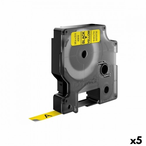 Laminēta lente iekārtu marķēšanai Dymo D1 40918 LabelManager™ Melns Dzeltens 9 mm (5 gb.) image 1