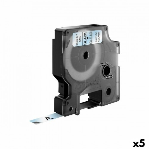 Ламинированная лента для фломастеров Dymo D1 40910 LabelManager™ Прозрачный 9 mm Чёрный (5 штук) image 1