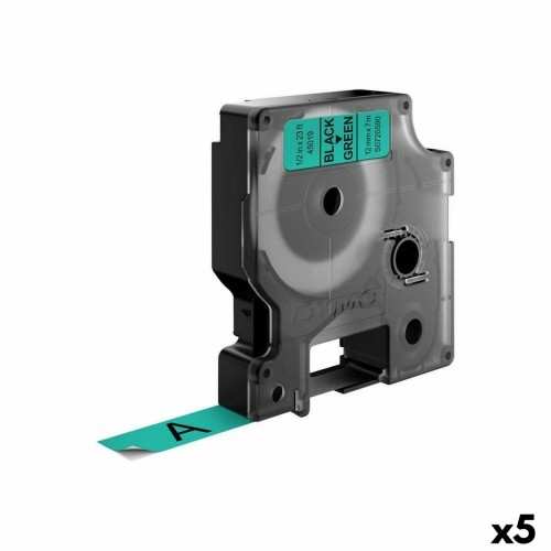 Laminēta lente iekārtu marķēšanai Dymo D1 45019 LabelManager™ Zaļš 12 mm Melns (5 gb.) image 1