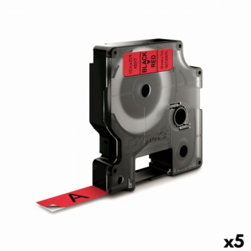 Laminēta lente iekārtu marķēšanai Dymo D1 45017 LabelManager™ Sarkans 12 mm Melns (5 gb.)
