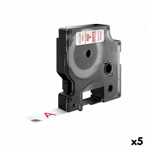 Laminēta lente iekārtu marķēšanai Dymo D1 45015 LabelManager™ Sarkans Balts 12 mm Melns (5 gb.) image 1