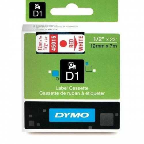 Laminēta lente iekārtu marķēšanai Dymo D1 45015 LabelManager™ Sarkans Balts 12 mm Melns (5 gb.) image 3