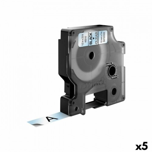 Laminēta lente iekārtu marķēšanai Dymo D1 45010 LabelManager™ Caurspīdīgs 12 mm Melns (5 gb.) image 1