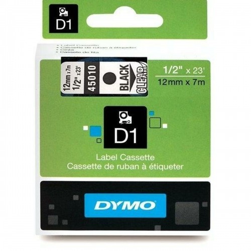 Laminēta lente iekārtu marķēšanai Dymo D1 45010 LabelManager™ Caurspīdīgs 12 mm Melns (5 gb.) image 3