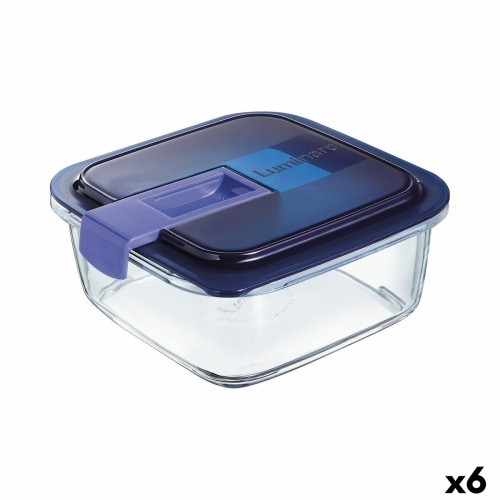 Hermētiska Pusdienu Kastīte Luminarc Easy Box Zils Stikls (6 gb.) (1,22 L) image 1
