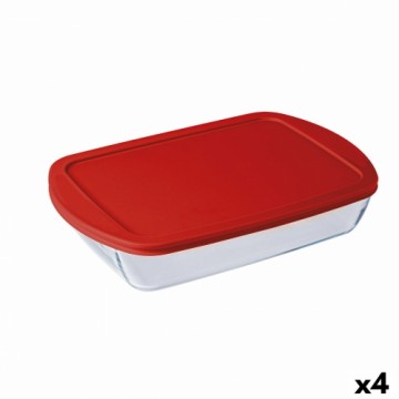 Прямоугольная коробочка для завтрака с крышкой Ô Cuisine Cook & store Прозрачный Силикон Cтекло (4,5 L) (4 штук)