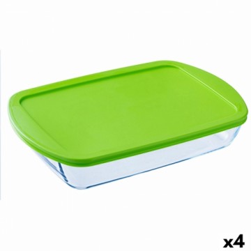Прямоугольная коробочка для завтрака с крышкой Pyrex Cook & store Прозрачный Силикон Cтекло (4,5 L) (4 штук)