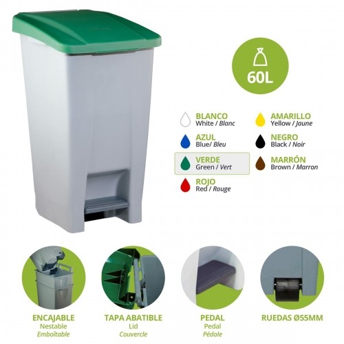 Atkārtoti Pārstrādājamo Atkritumu Tvertne Denox Zaļš 60 L (38 x 49 x 70 cm) image 3