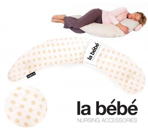 La Bebe™ Moon Maternity Pillow Art.45002 Beige Dots Spilvens-pakavs grūtniecēm ar polistirola pildījumu [2 pārvalki] 195cm image 1