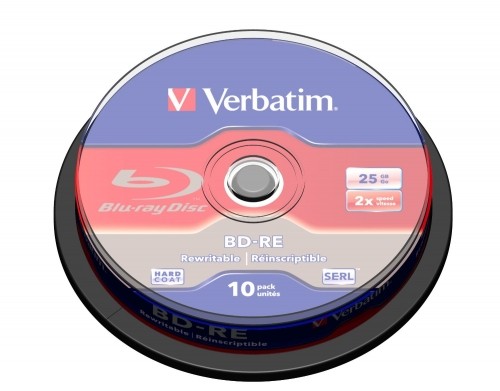 BD-RE 2x CB 25GB Verbatim white Blue 10 pieces image 1