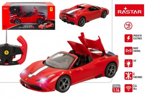 Rastar Radiovadāmā mašīna Ferrari 458 1:14 6 virz., lukturi, jumts, baterijas, 6+ CB41219 image 5