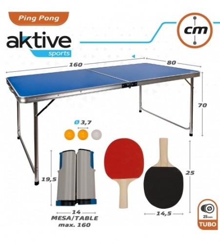 Active Sports Galda tenisa galds (160x80 cm) ar raketēm, bumbiņām un sietu CB52873 image 1