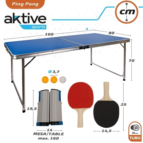 Active Sports Galda tenisa galds (160x80 cm) ar raketēm, bumbiņām un sietu CB52873 image 3