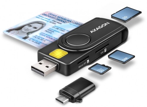 Axagon smart card reader + USB-C adapter CRE-SMP2A image 1