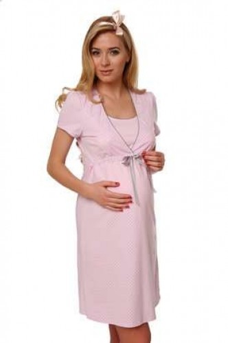 Italian fashion Felicita Rozowa Ночная рубашка для беременных/кормящих с коротким рукавом (розовая) image 1