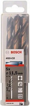 Bosch Metal twist drill HSS-Co, DIN 338,  11.5mm (5 pieces, working length 94mm)