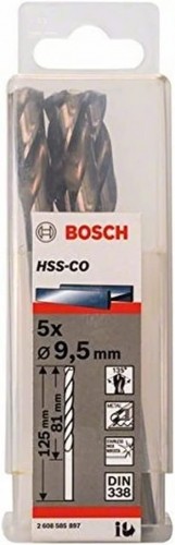 Bosch Metal twist drill HSS-Co, DIN 338,  9.5mm (5 pieces, working length 81mm) image 1