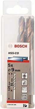 Bosch Metal twist drill HSS-Co, DIN 338,  9.0mm (5 pieces, working length 81mm)