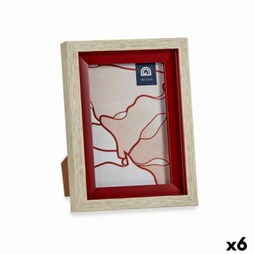 Gift Decor Фото рамка Стеклянный Красный Деревянный Коричневый Пластик (13,5 x 18,8 x 2 cm) (6 штук)
