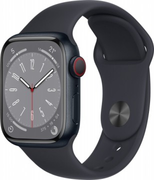 Apple Watch Series 8 Smartwatch (night blue/dark blue, 41 mm, sports bracelet, aluminum housing, LTE) MNHV3FD/A