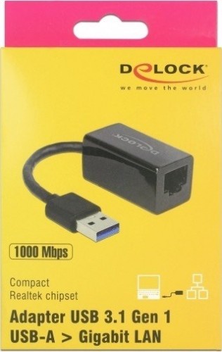 DeLOCK USB 3.1 with USB A St> RJ45 Bu black - 10/100/1000 Mbps compact image 3