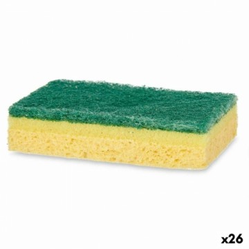Bigbuy Home Набор мочалок Зеленый Жёлтый Целлюлоза Абразивное волокно (10,5 X 6,7 X 2,5 cm) (26 штук)