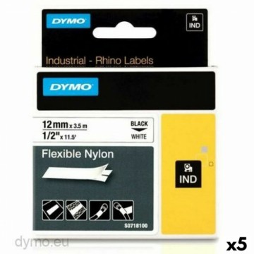 Laminēta lente iekārtu marķēšanai Rhino Dymo ID1-12 12 x 3,5 mm Melns Balts Pašlīpoši materiāli (5 gb.)