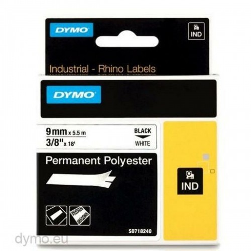 Laminēta lente iekārtu marķēšanai Rhino Dymo ID1-9 9 x 5,5 mm Melns Poliesters Balts (5 gb.) image 2
