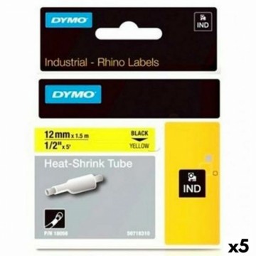 Комплект термоусадочной трубки Rhino Dymo ID1-12 12 x 1,5 mm Чёрный Жёлтый (5 штук)