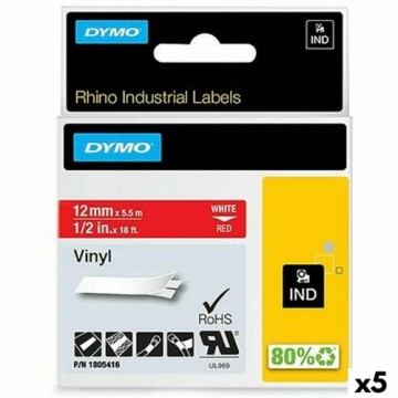 Laminēta lente iekārtu marķēšanai Rhino Dymo ID1-12 12 x 5,5 mm Sarkans Balts Vinila Pašlīpoši materiāli (5 gb.)