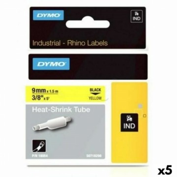 Комплект термоусадочной трубки Rhino Dymo ID1-9 9 x 1,5 mm Чёрный Жёлтый (5 штук)