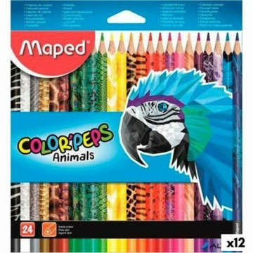 Цветные карандаши Maped Animals Color' Peps Разноцветный 24 Предметы (12 штук)