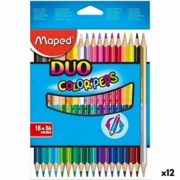 Krāsainie zīmuļi Maped Duo Color' Peps	 Daudzkrāsains 18 Daudzums Ar diviem galiem (12 gb.)