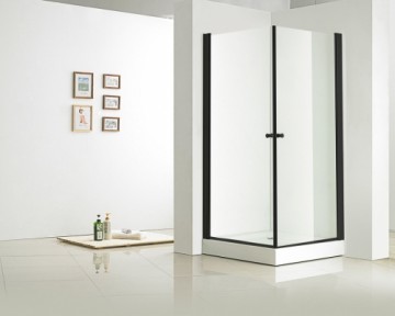 Dušas stūris Vento Napoli 90*90*195 kvadrāts, stikls 6mm Easy Clean, bez paliktņa, melnais profils
